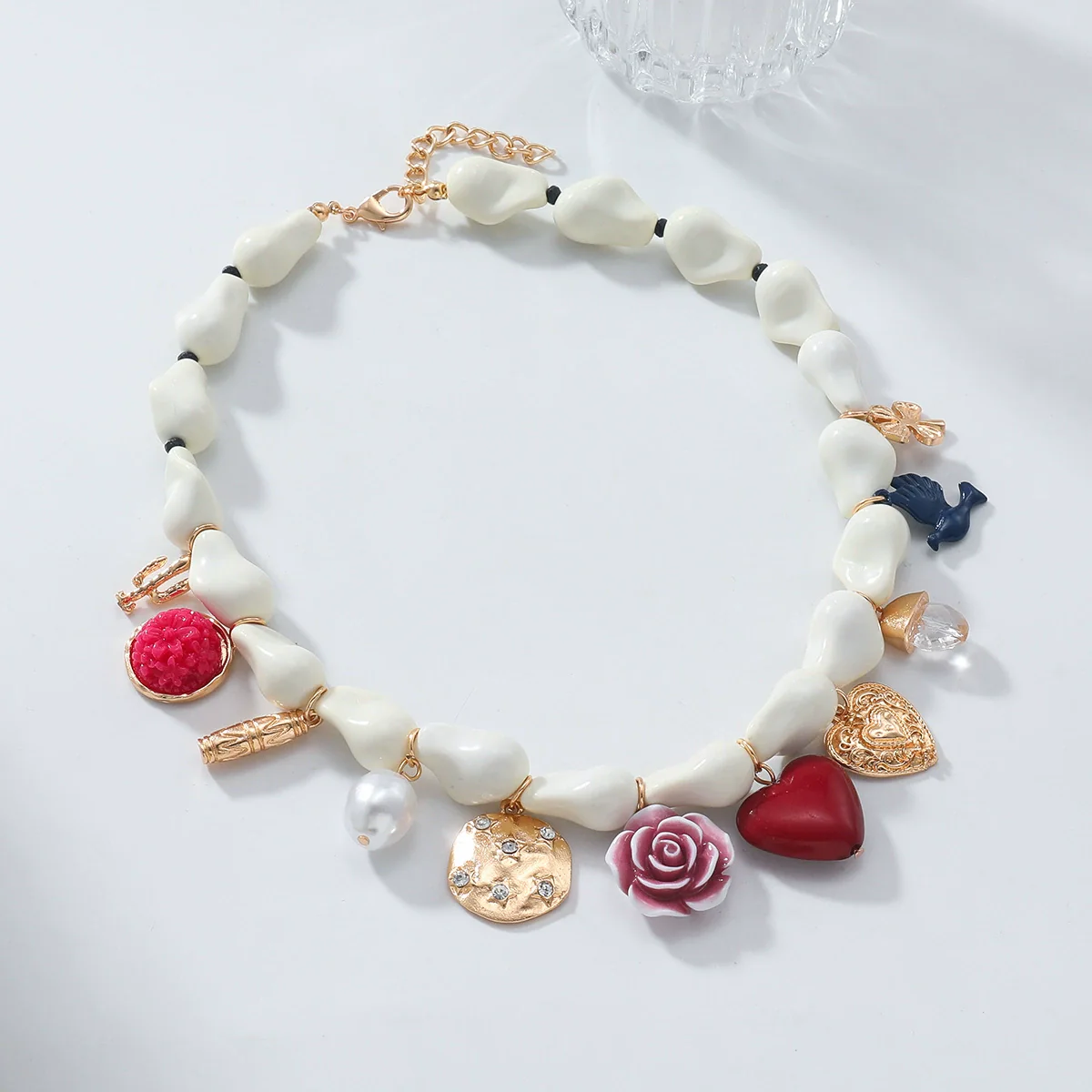 Women's Fashion Alloy Rhinestone Necklace With Animal Zodiac Heart Shape Flower Pendant Set With Diamonds - Image 2
