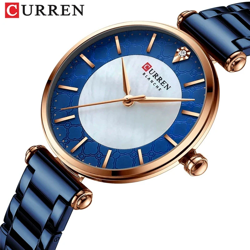 Women's Fashion Alloy Shell Round Dial Quartz Casual Waterproof Watch With Rhinestones