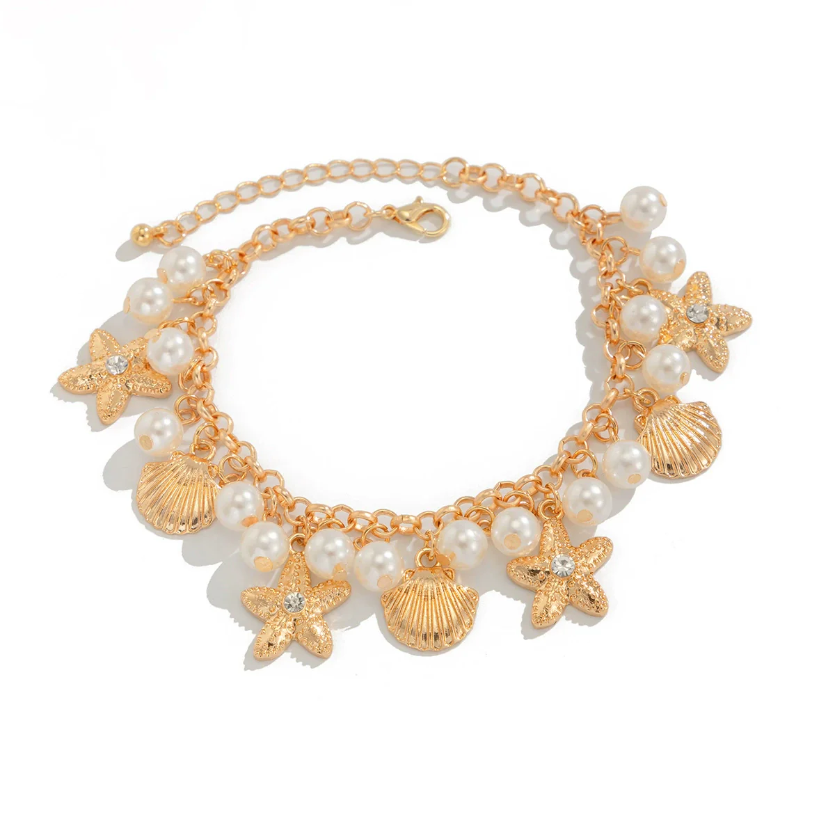 Women's Fashion Anklet With Iron Chain Alloy And Imitation Pearl Star Pattern - Image 5