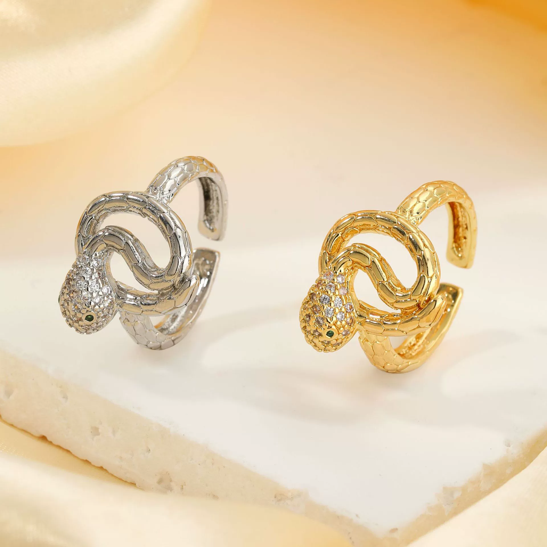 Women's Fashion Copper Snake Zodiac Open Ring Inlaid Zircon With Electroplating - Image 3
