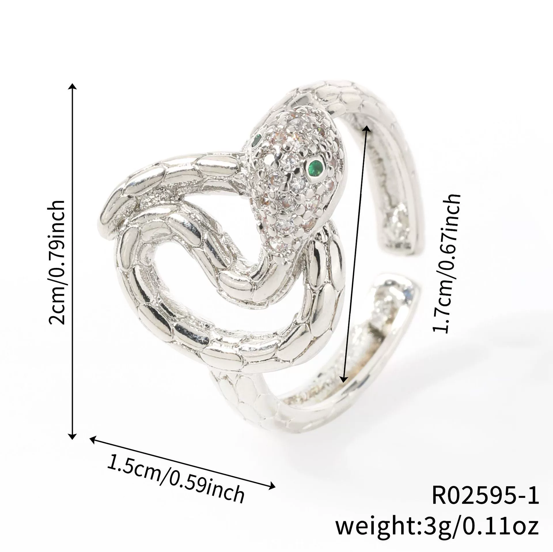 Women's Fashion Copper Snake Zodiac Open Ring Inlaid Zircon With Electroplating - Image 6