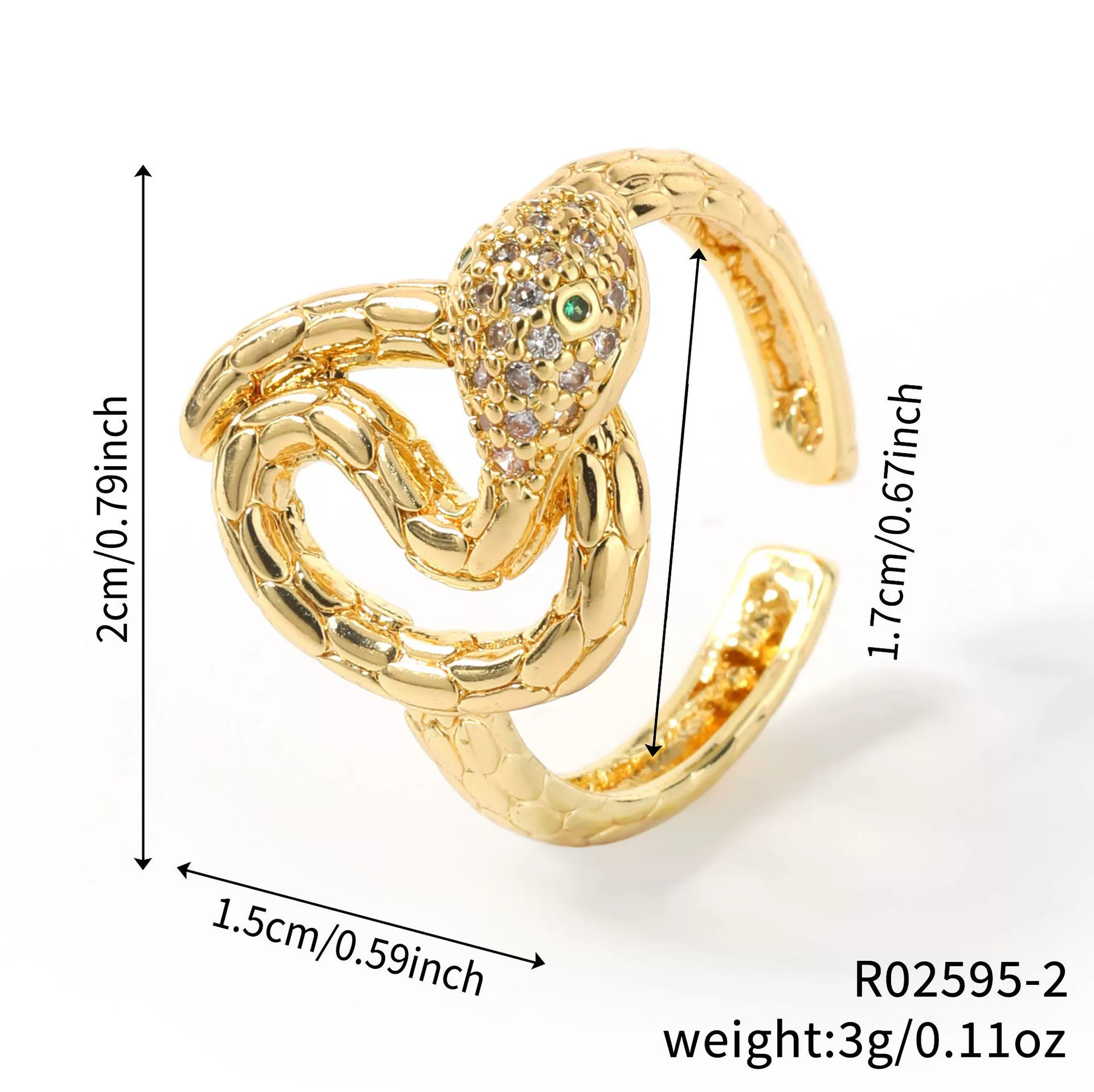 Women's Fashion Copper Snake Zodiac Open Ring Inlaid Zircon With Electroplating - Image 7