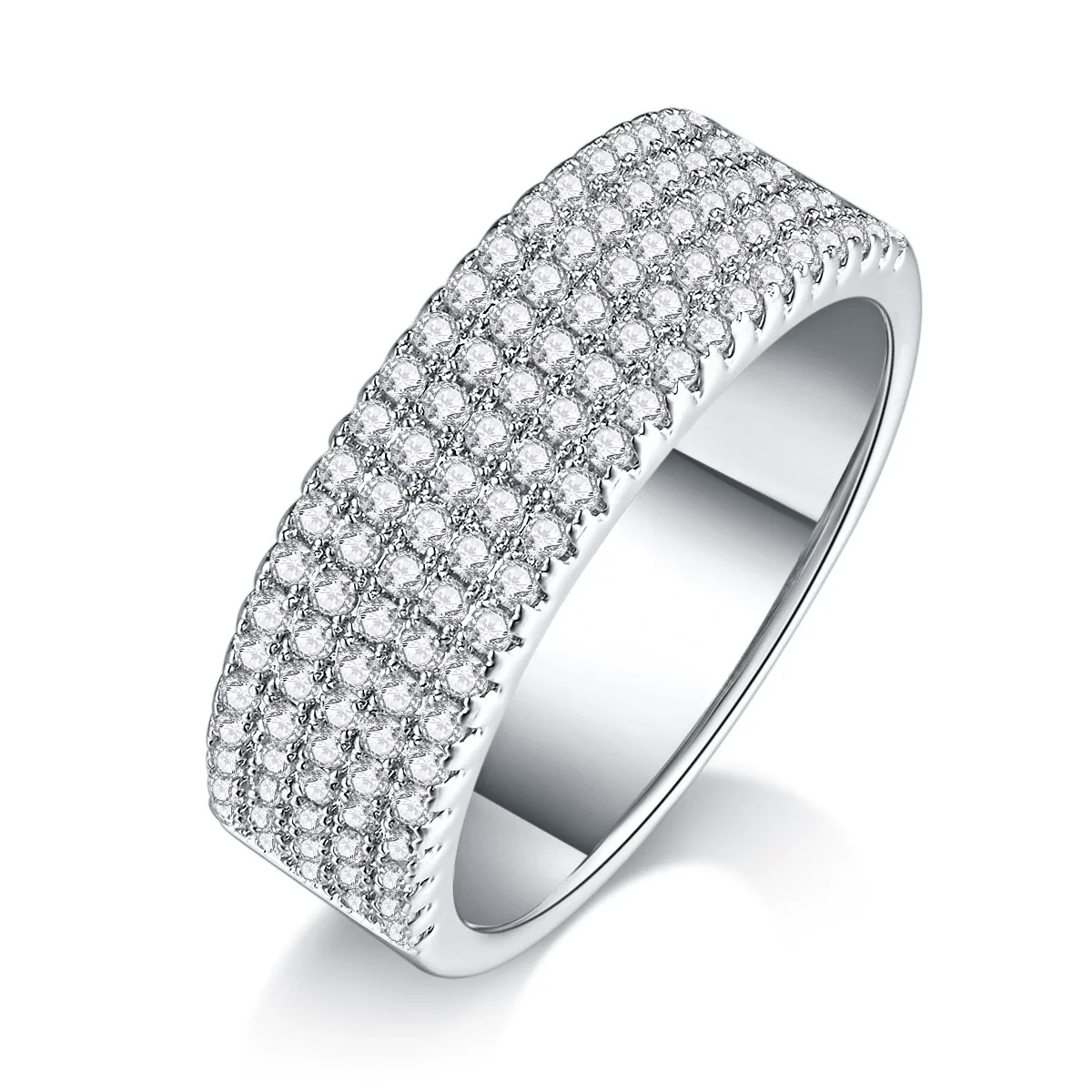 Women's Fashion Geometric Moissanite Inlaid 925 Silver Ring - Image 4