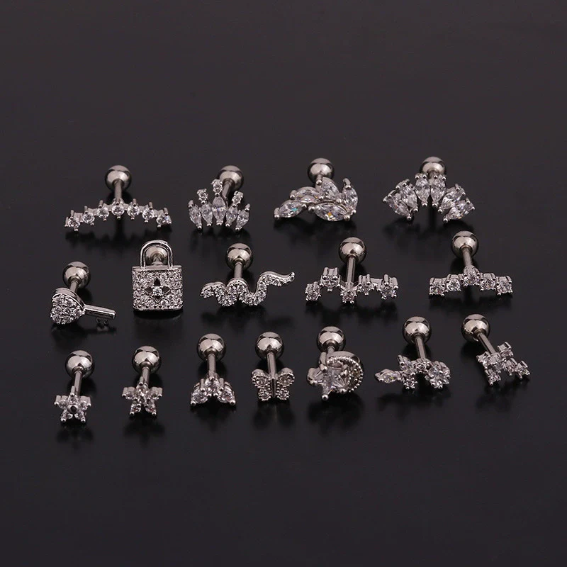 Women's Fashion Geometric Zircon Inlaid Metal Ear Jewelry - Image 2