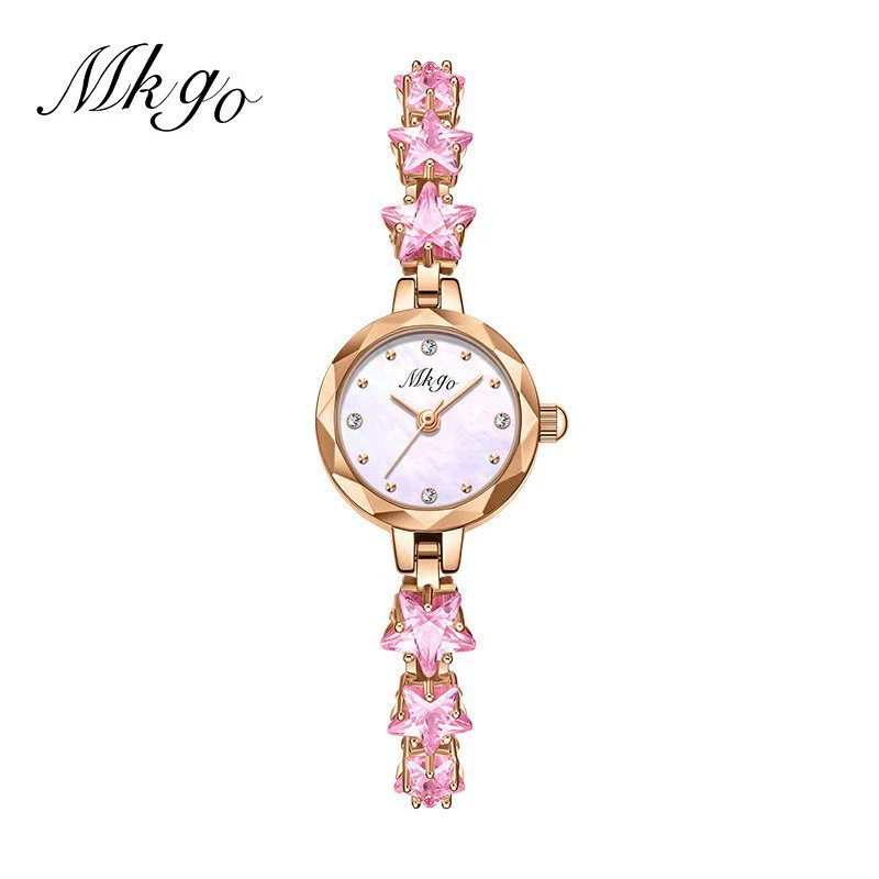 Women's Fashion Light Luxury Watch With Copper Band Set With Crystal Zirconium Zinc Alloy Case Round Motherofpearl Dial And Spiral Crown - Image 5