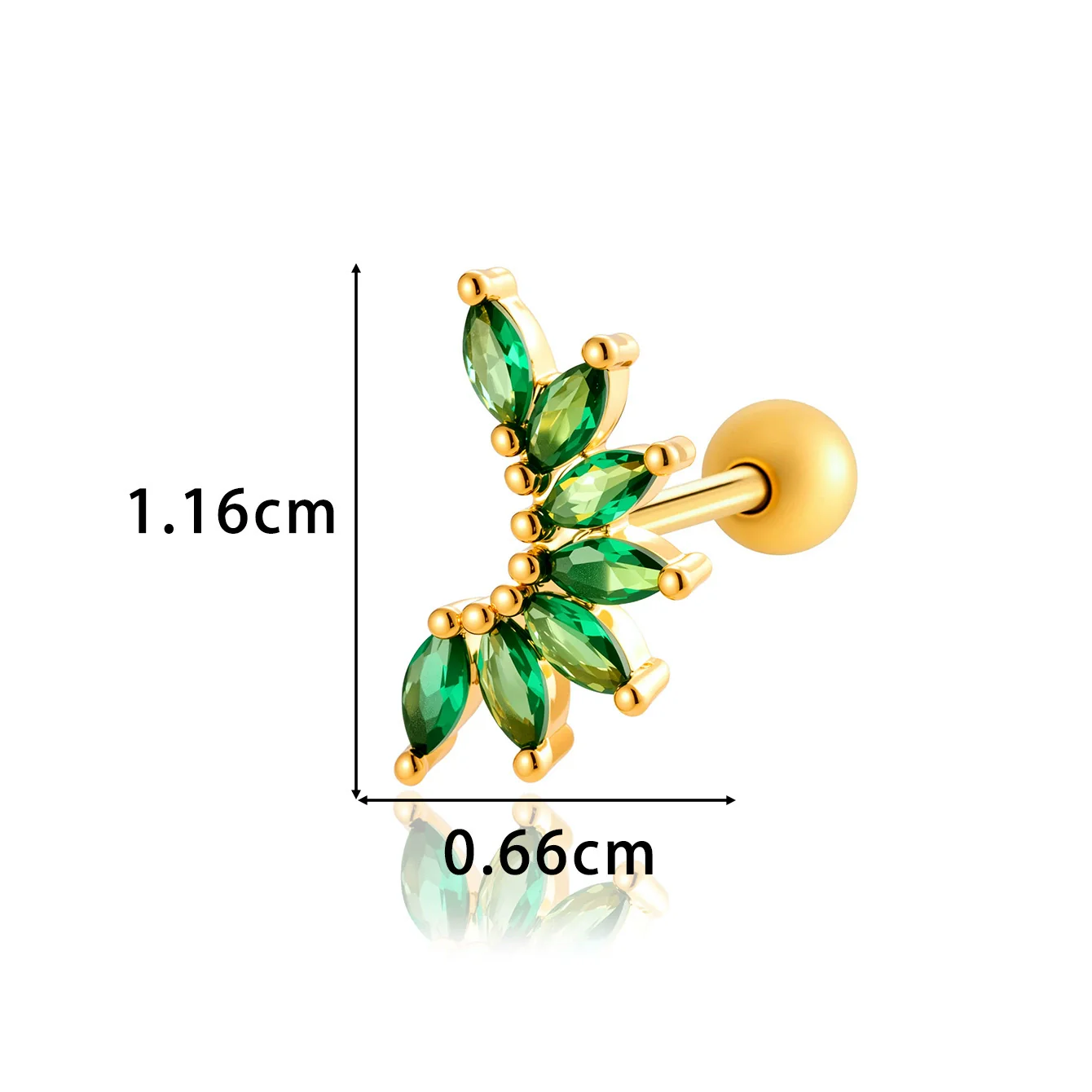 Women's Fashion Ol Colorful Marquiseshaped Flowerpatterned Zircon Inlaid Stainless Steel Electroplated Cartilage Piercing Earrings - Image 12