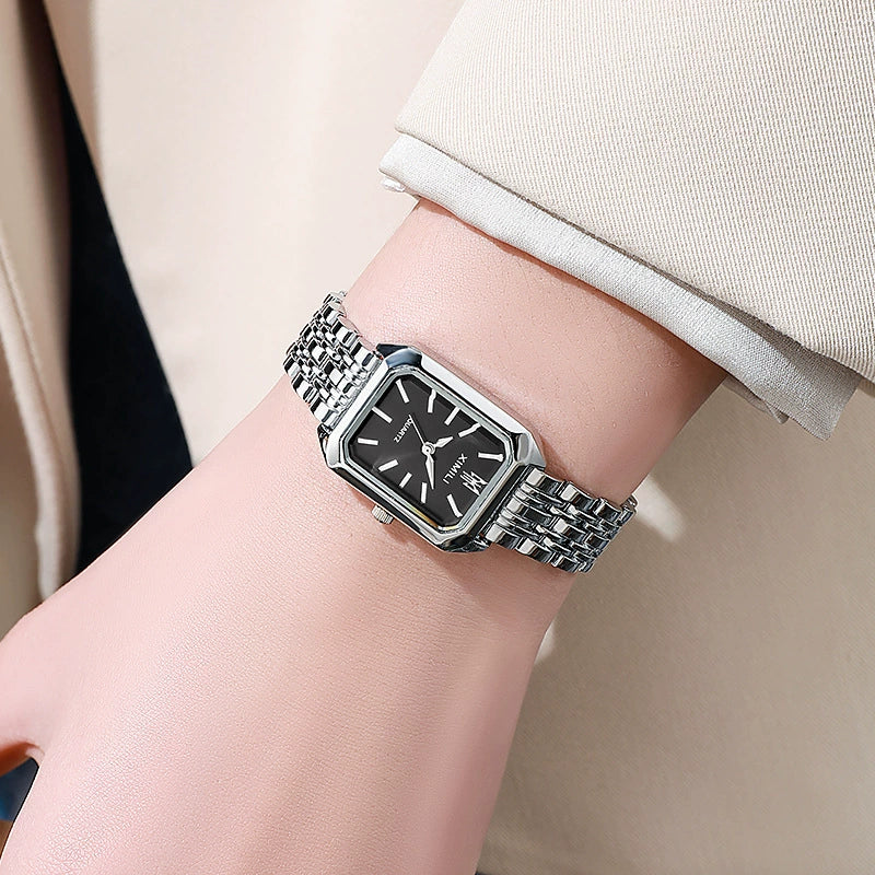 Women's Fashion Quartz Watch Alloy Case Steel Band Rectangular Dial - Image 7