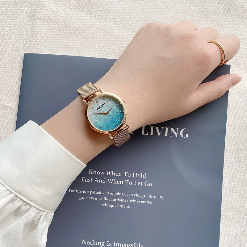 Women's Fashion Quartz Watch With Alloy Case Gradient Star Design