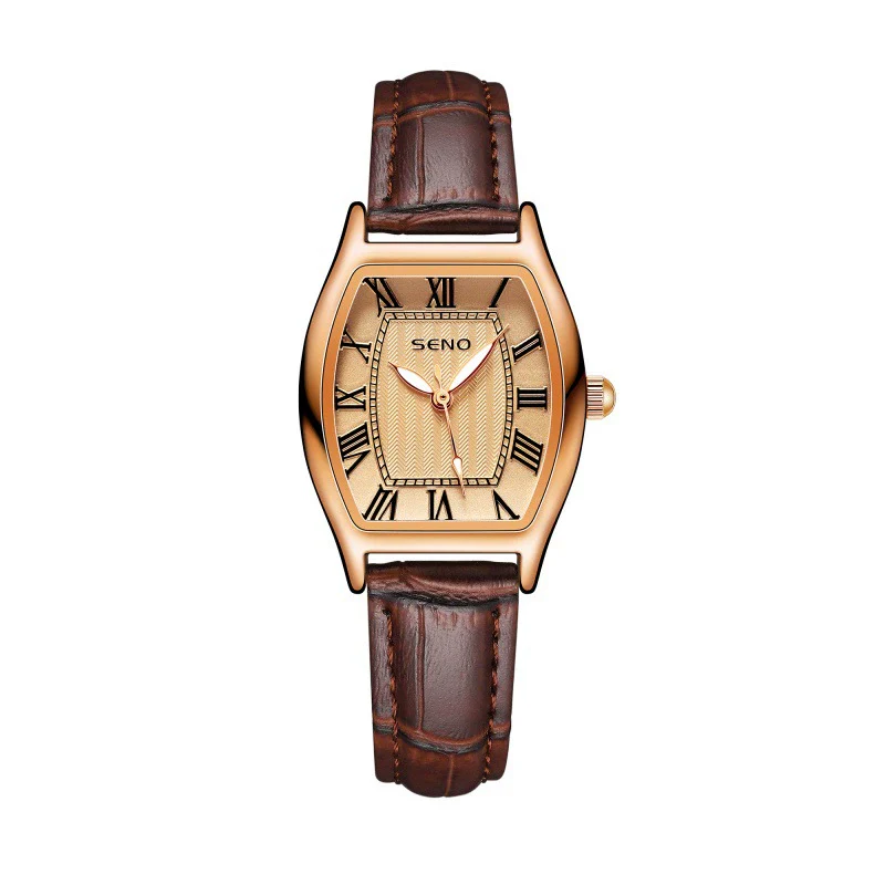 Women's Fashion Quartz Watch With Small Square And Barrel Shaped Dial Metal Case Imitation Leather Strap Mineral Strengthened Glass Mirror Stainless Steel Clasp - Image 5