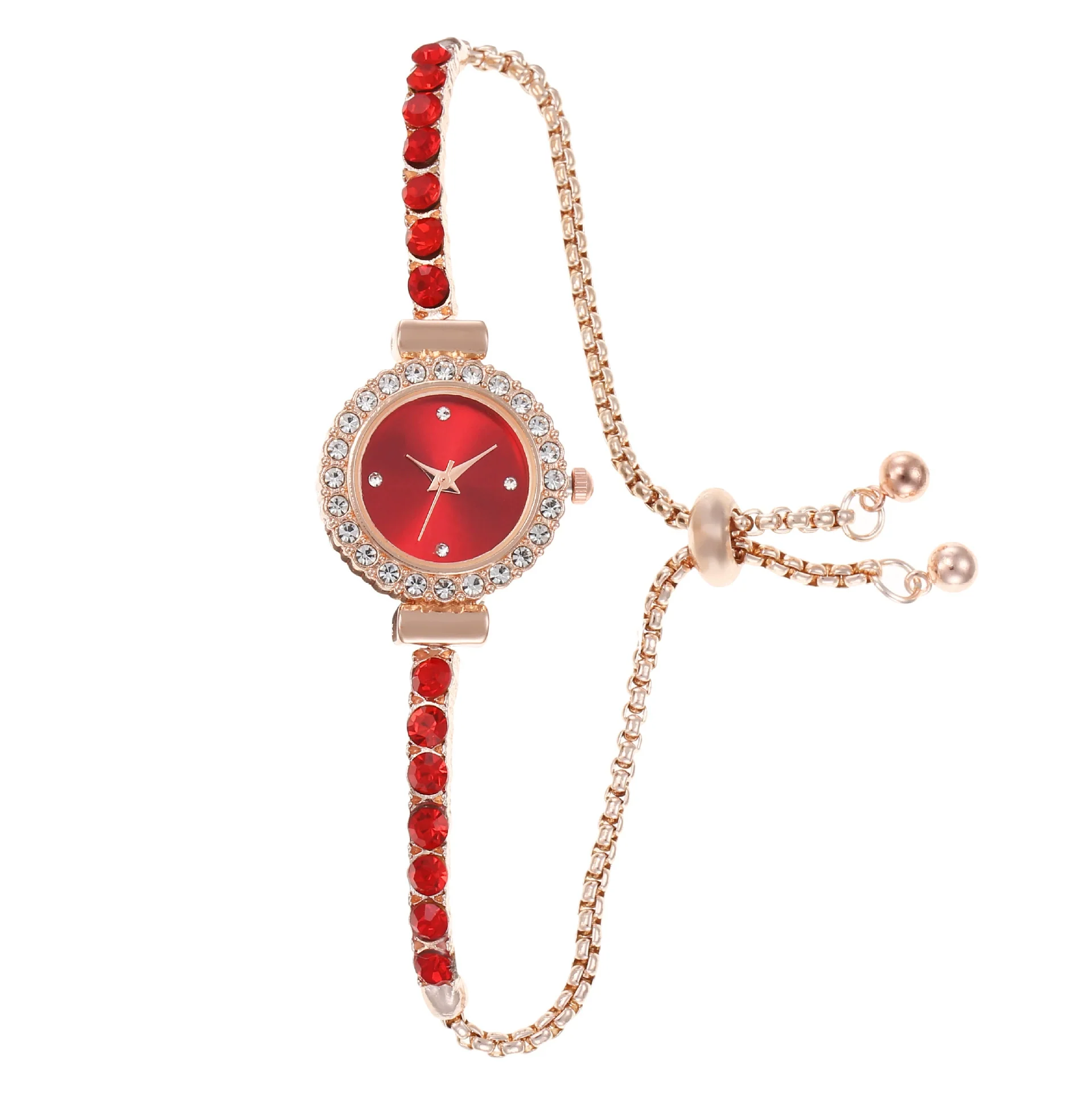 Women's Fashion Rhinestone Thin Strap Leather And Stainless Steel Quartz Watch With Rectangular Dial - Image 5