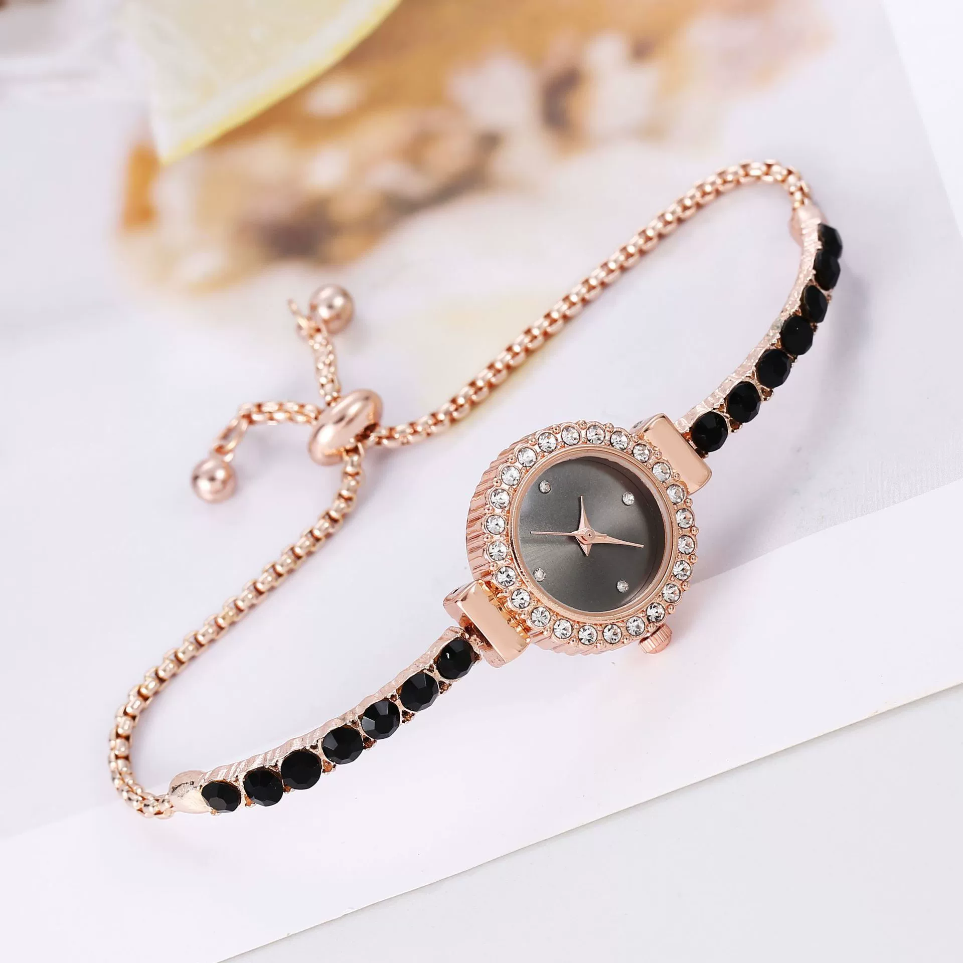 Women's Fashion Rhinestone Thin Strap Leather And Stainless Steel Quartz Watch With Rectangular Dial - Image 7