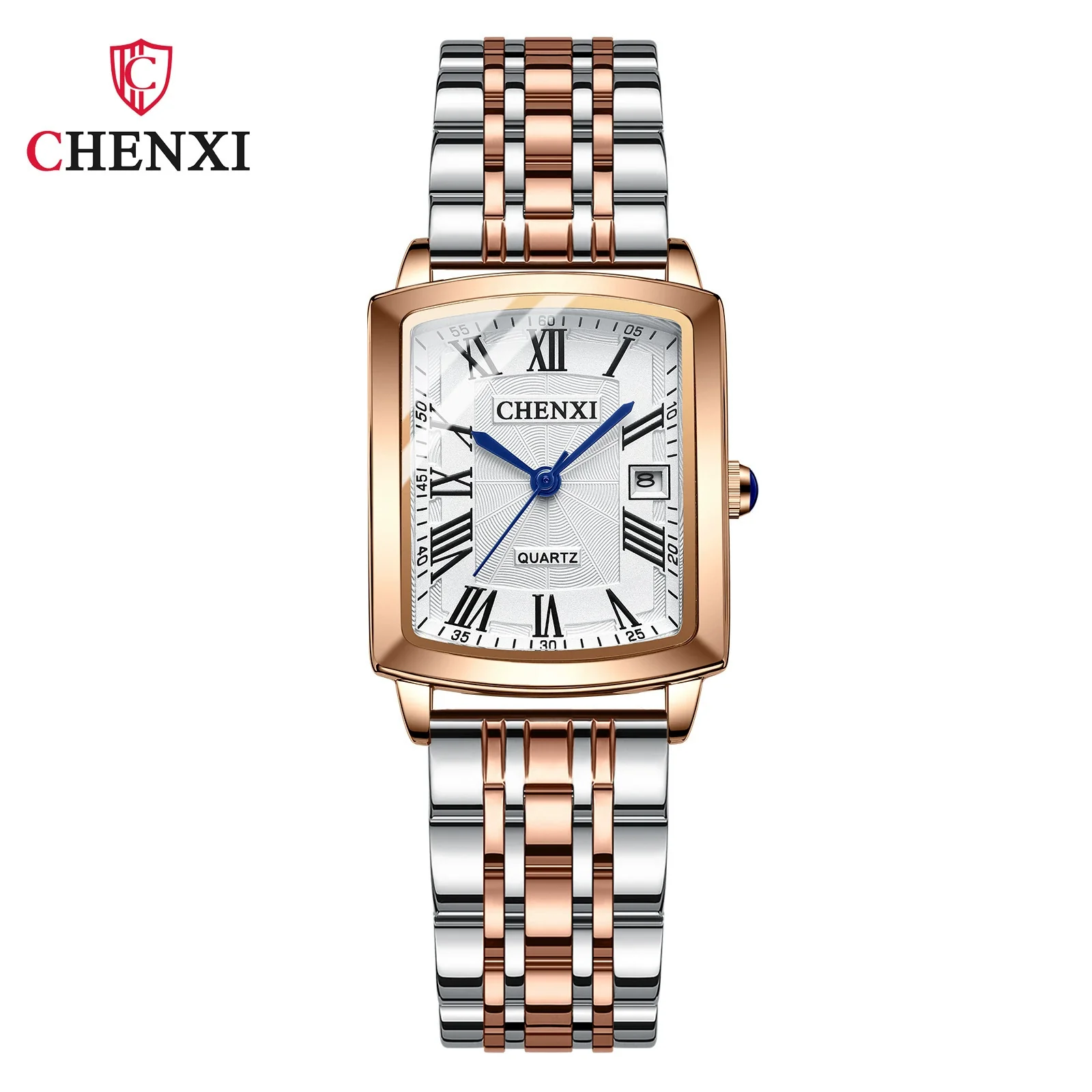 Women's Fashion Square Alloy Case Stainless Steel Band Waterproof Diamond Inlaid Watch - Image 16