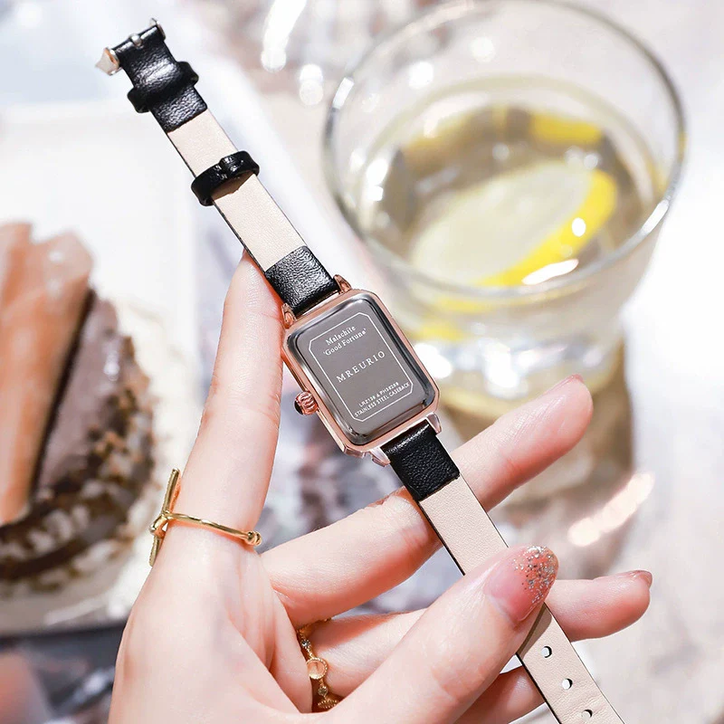 Women's Fashion Square Dial Leather Strap Quartz Watch Made Of Alloy With Stainless Steel Clasp And Mineral Strengthened Mirror - Image 2