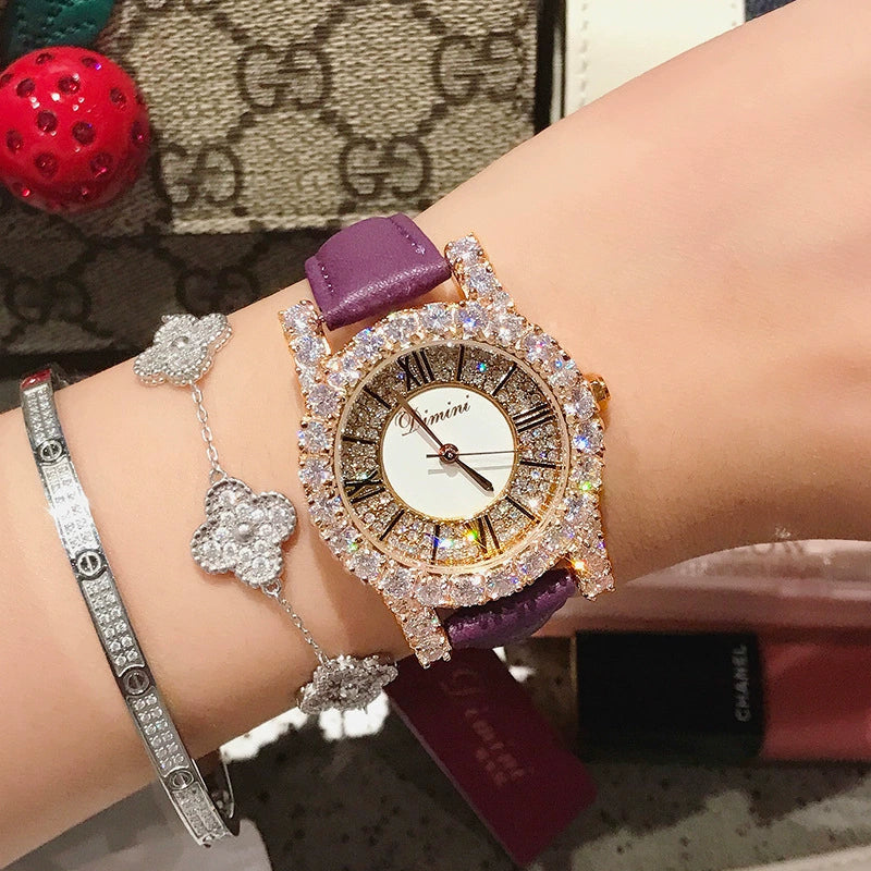 Women's Fashion Waterproof Watch With Genuine Leather Strap Alloy Case Stainless Steel Buckle And Round Dial - Image 4