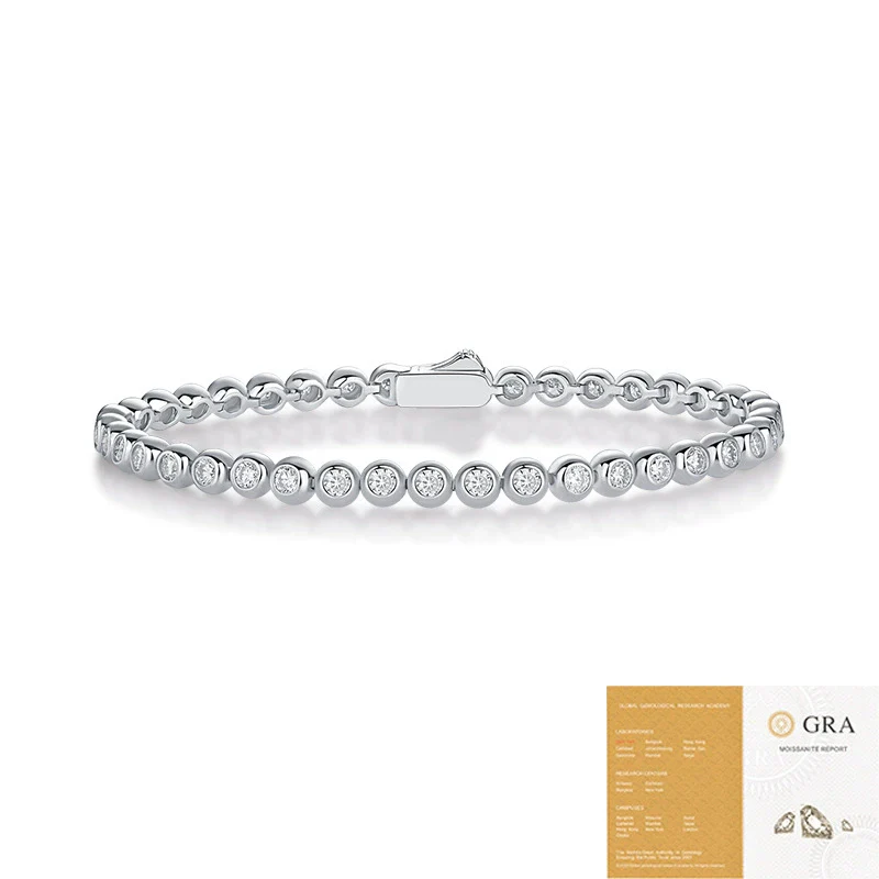 Women's Fashionable 925 Silver Bracelet Set With Moissanite And Geometric Design - Image 3
