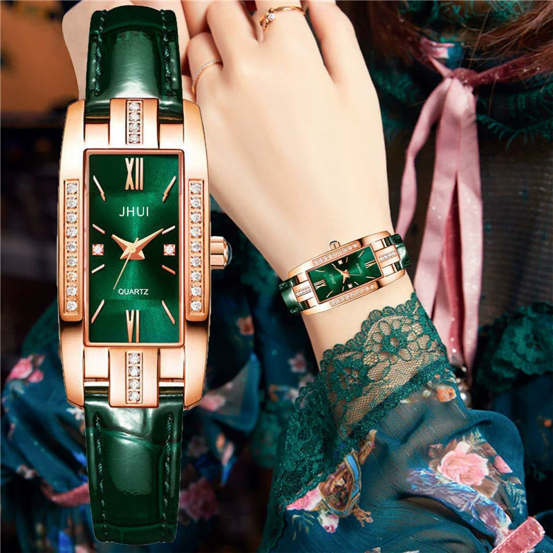 Women's Fashionable Elegant Quartz Watch With Alloy Case Pu Strap Square Dial Retro Style