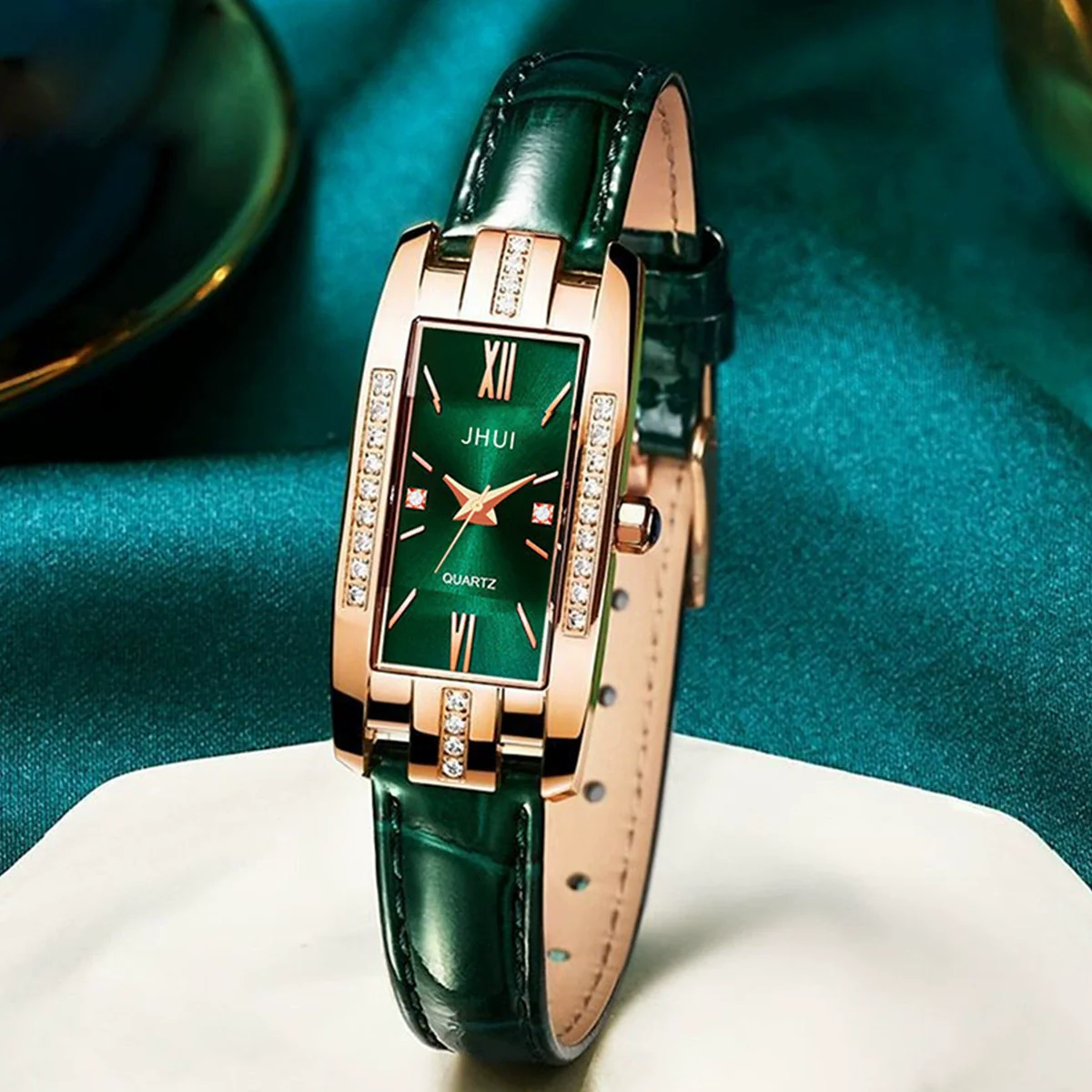 Women's Fashionable Elegant Quartz Watch With Alloy Case Pu Strap Square Dial Retro Style - Image 2
