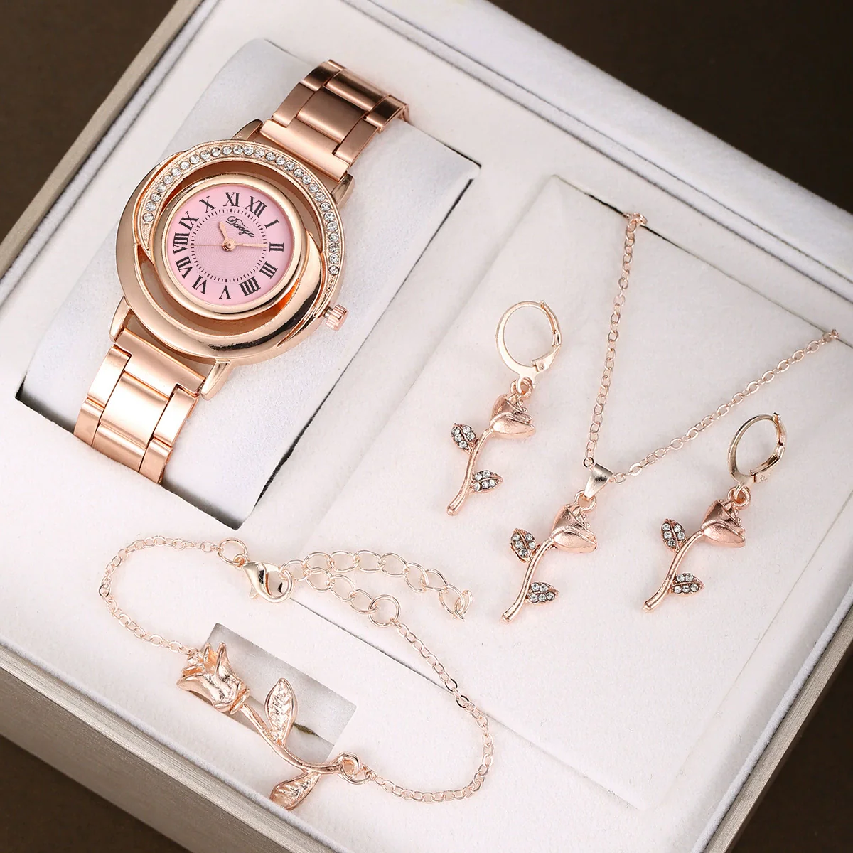 Women's Fashionable Light Luxury Quartz Watch With Alloy Case Pu Strap Stainless Steel Buckle And Round Dial - Image 2