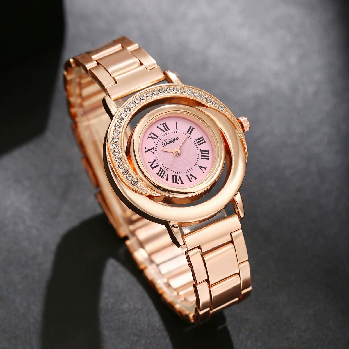 Women's Fashionable Light Luxury Quartz Watch With Alloy Case Pu Strap Stainless Steel Buckle And Round Dial - Image 3