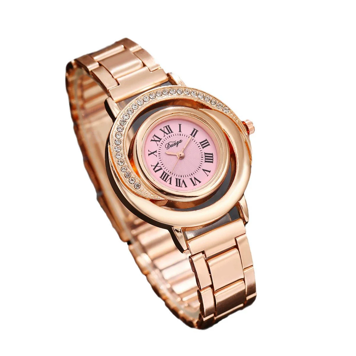 Women's Fashionable Light Luxury Quartz Watch With Alloy Case Pu Strap Stainless Steel Buckle And Round Dial - Image 4