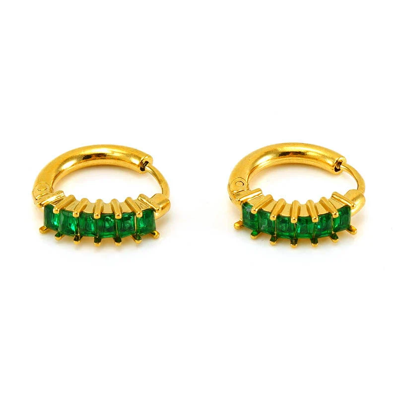 Women's Fashionable Light Luxury 316L Stainless Steel Gold Plated Geometric Inlaid Zircon Earrings - Image 5