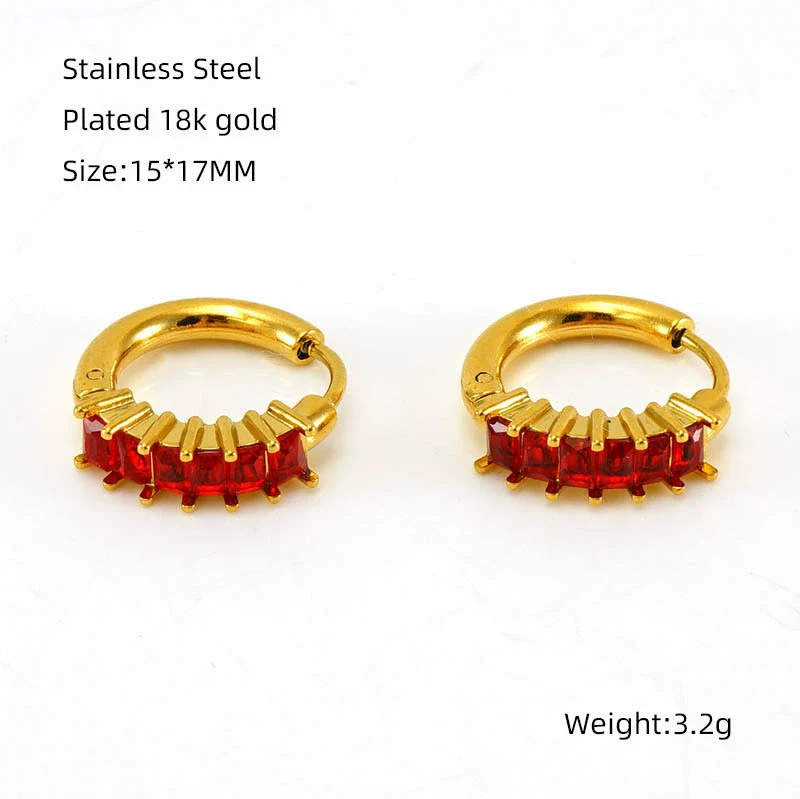 Women's Fashionable Light Luxury 316L Stainless Steel Gold Plated Geometric Inlaid Zircon Earrings - Image 7
