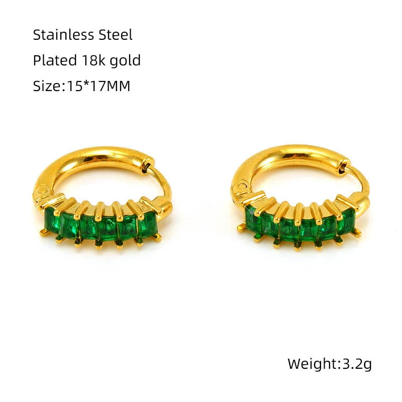 Women's Fashionable Light Luxury 316L Stainless Steel Gold Plated Geometric Inlaid Zircon Earrings - Image 8