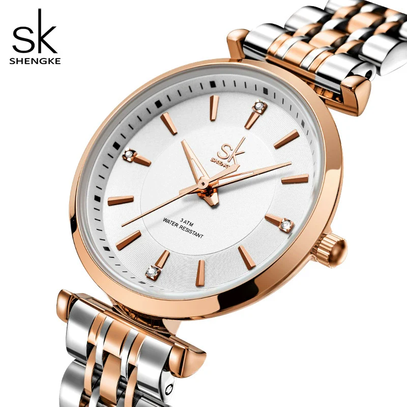 Women's Fashionable Simple Diamondembedded Light Luxury Watch With Steel Belt And Round Dial