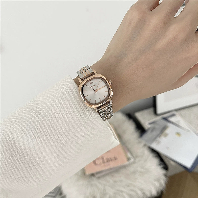 Women's Fashionable Square Alloy Case Ordinary Glass Mirror Steel Belt Watch - Image 7