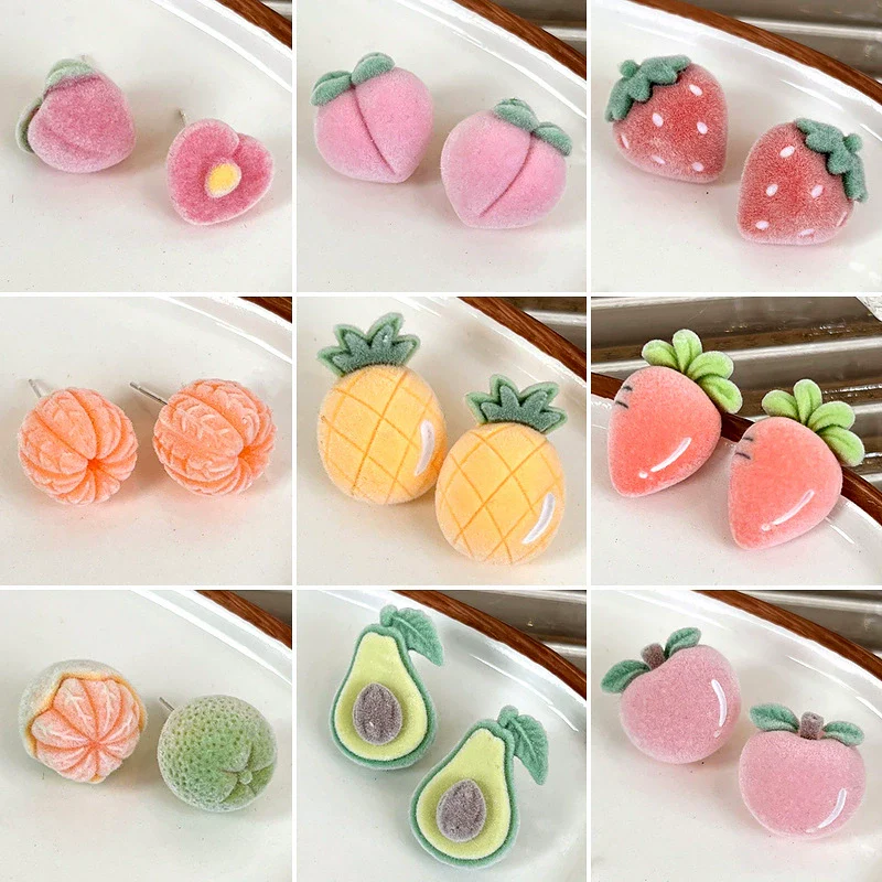 Women's Flocking Fruit Plastic Resin Earrings - Image 2