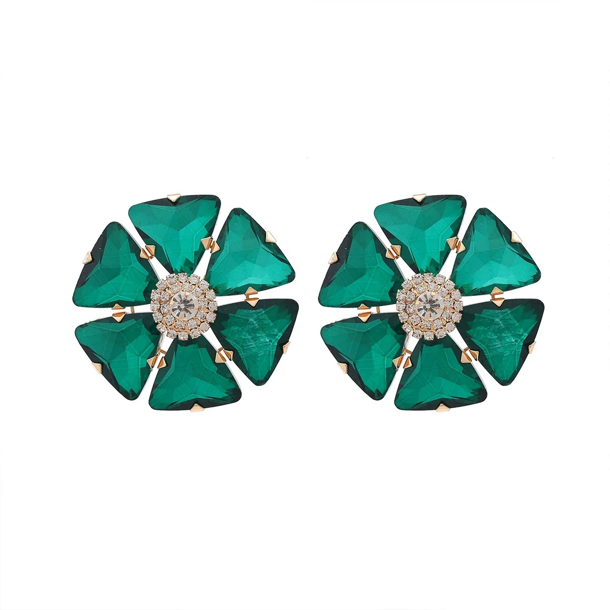 Women's Floral Artificial Crystal Earrings Set With Diamonds - Image 5