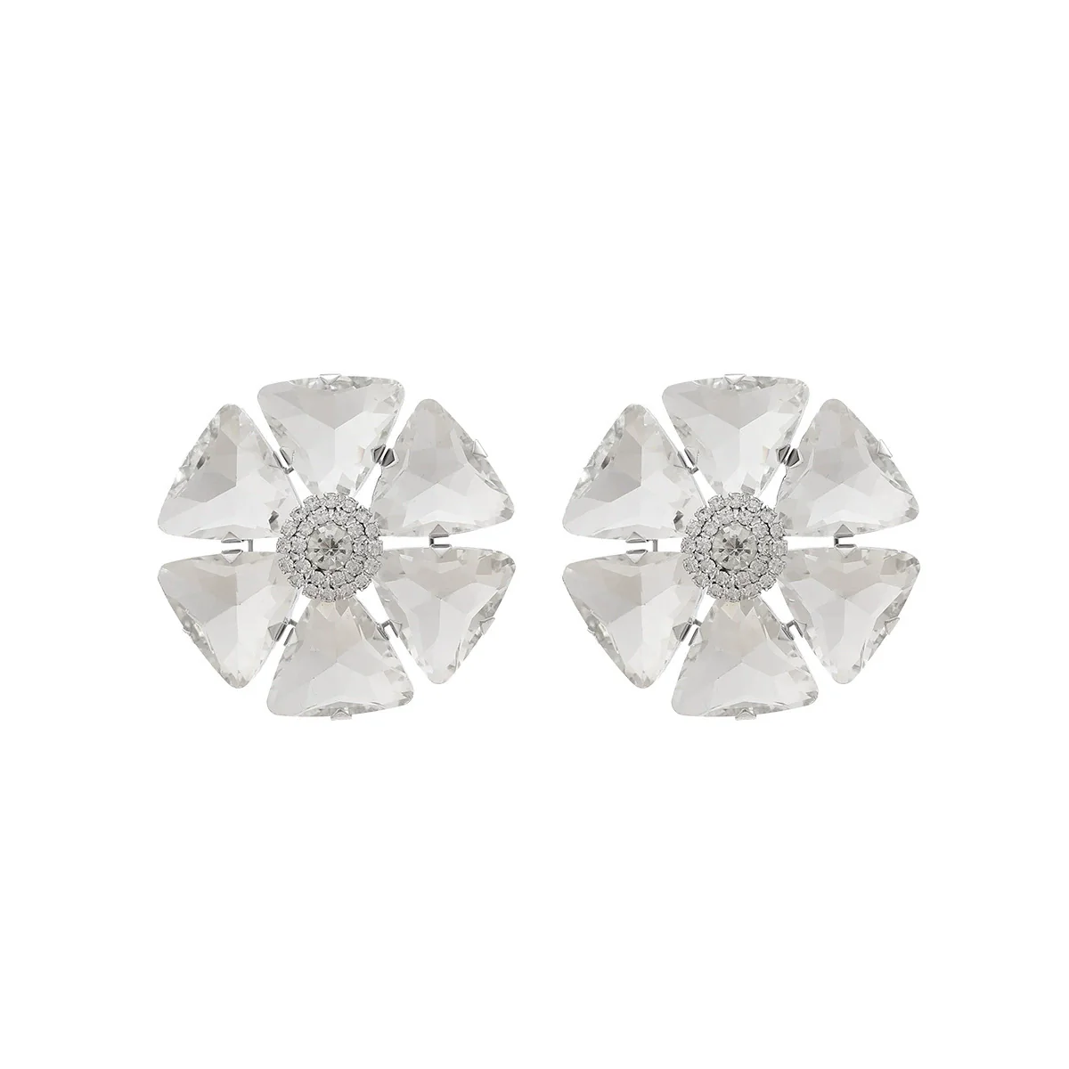 Women's Floral Artificial Crystal Earrings Set With Diamonds - Image 6