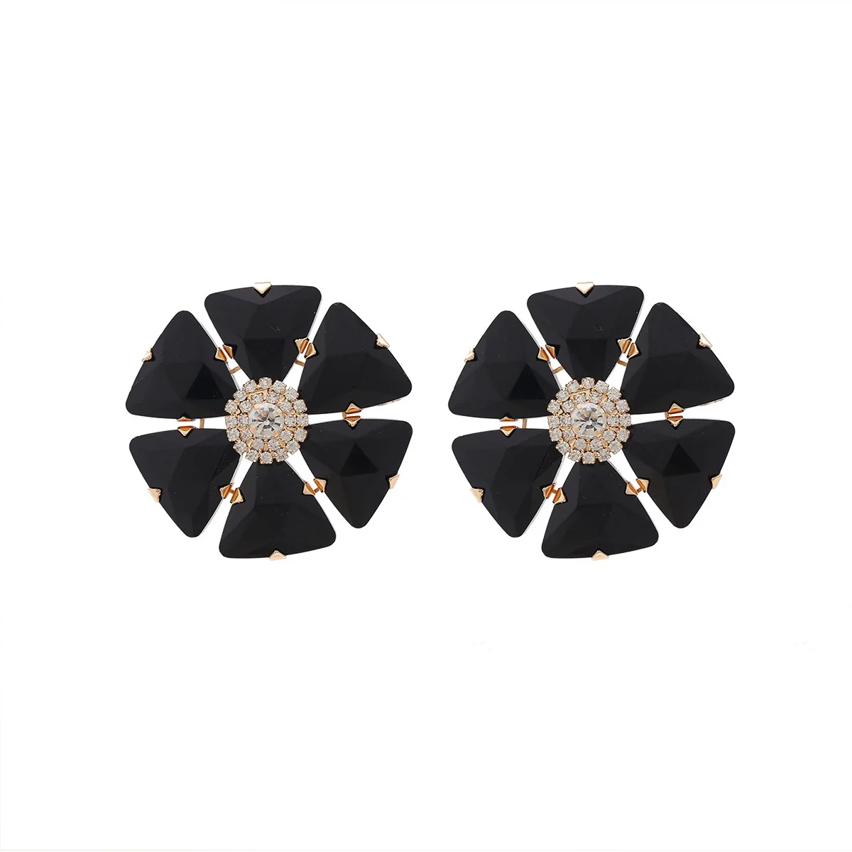 Women's Floral Artificial Crystal Earrings Set With Diamonds - Image 7