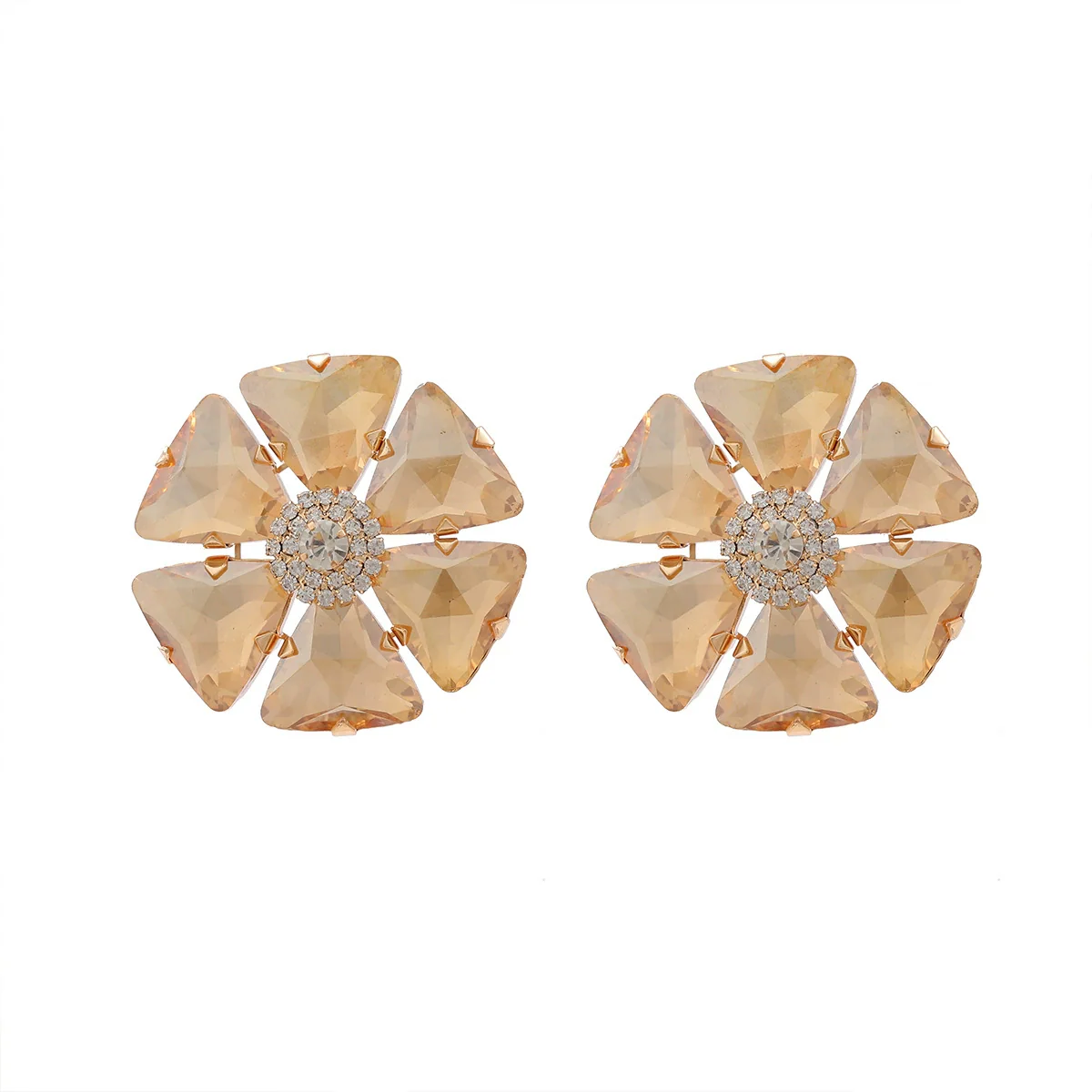 Women's Floral Artificial Crystal Earrings Set With Diamonds - Image 8