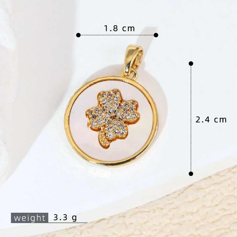 Women's Geometric Diamondencrusted White Shell Abalone Shell Necklace Pendant Jewelry Accessories Electroplated Simple Style - Image 10