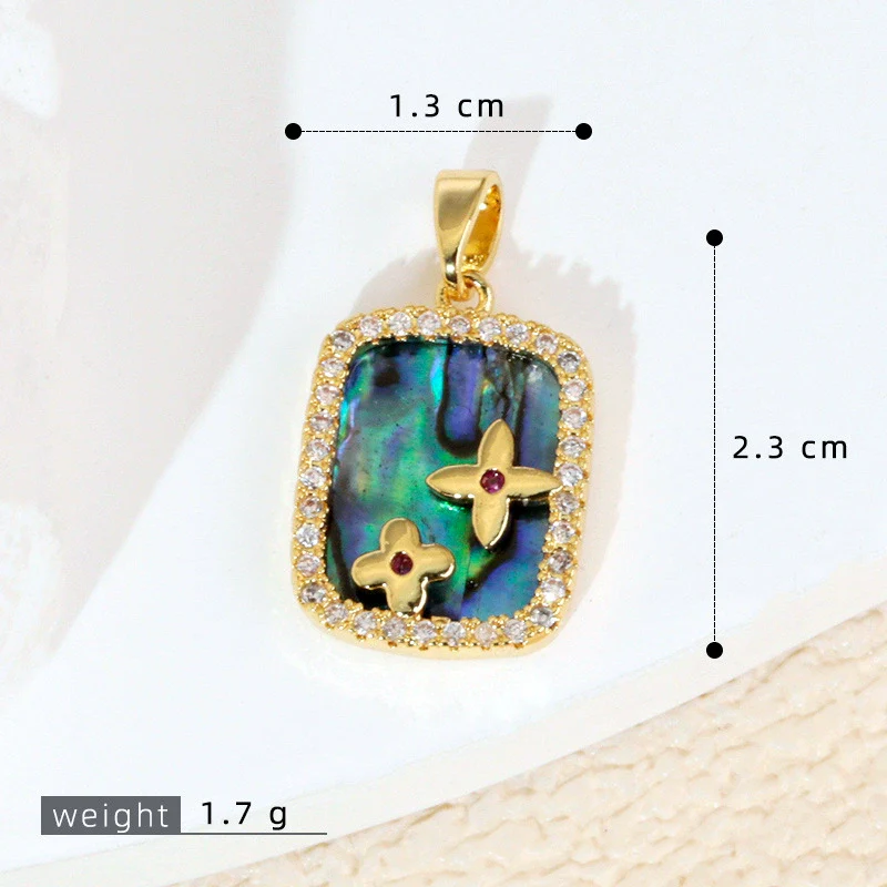 Women's Geometric Diamondencrusted White Shell Abalone Shell Necklace Pendant Jewelry Accessories Electroplated Simple Style - Image 16