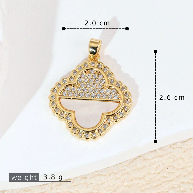 Women's Geometric Diamondencrusted White Shell Abalone Shell Necklace Pendant Jewelry Accessories Electroplated Simple Style - Image 8
