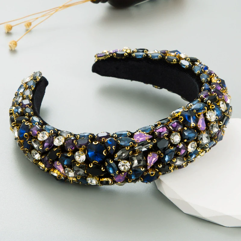 Women's Geometric Flannel Rhinestone Diamond Inlaid Headband - Image 7
