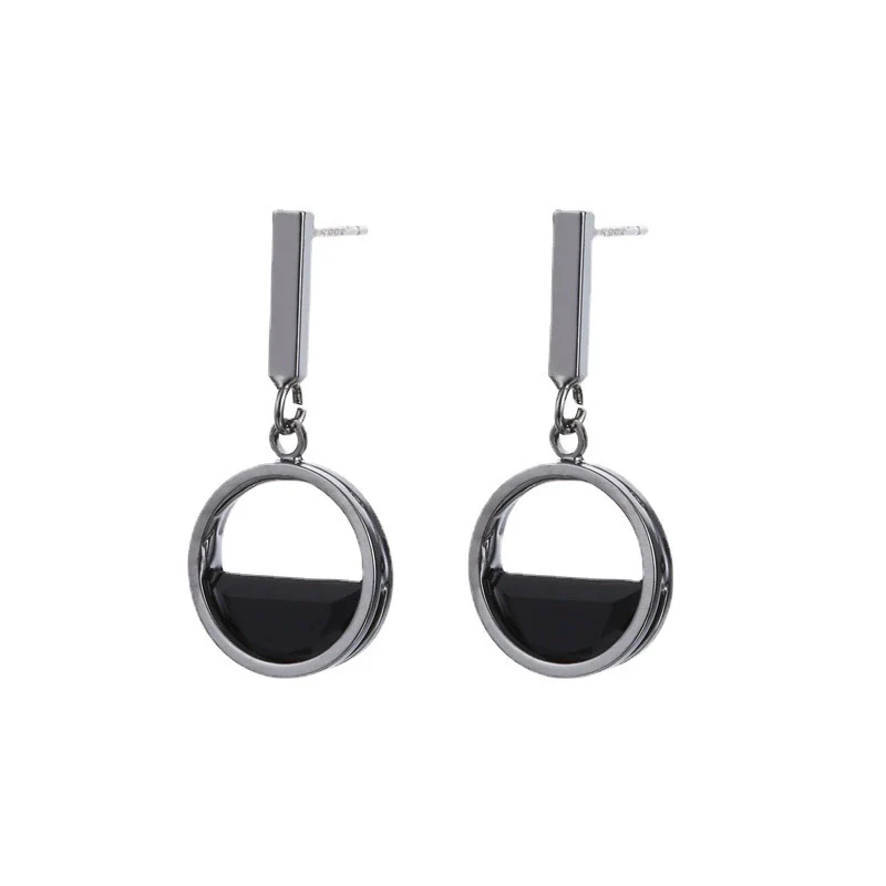 Women's Geometric Hollow Semicircular Zircon Earrings Made Of Environmental Protection Copper - Image 5