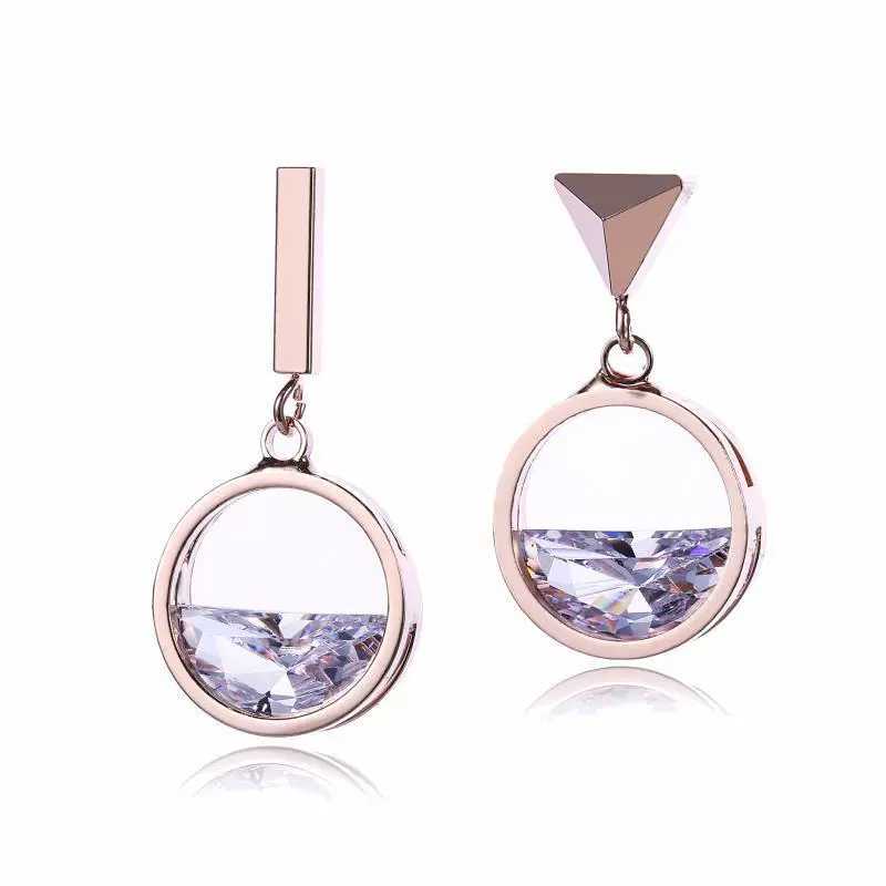Women's Geometric Hollow Semicircular Zircon Earrings Made Of Environmental Protection Copper - Image 7