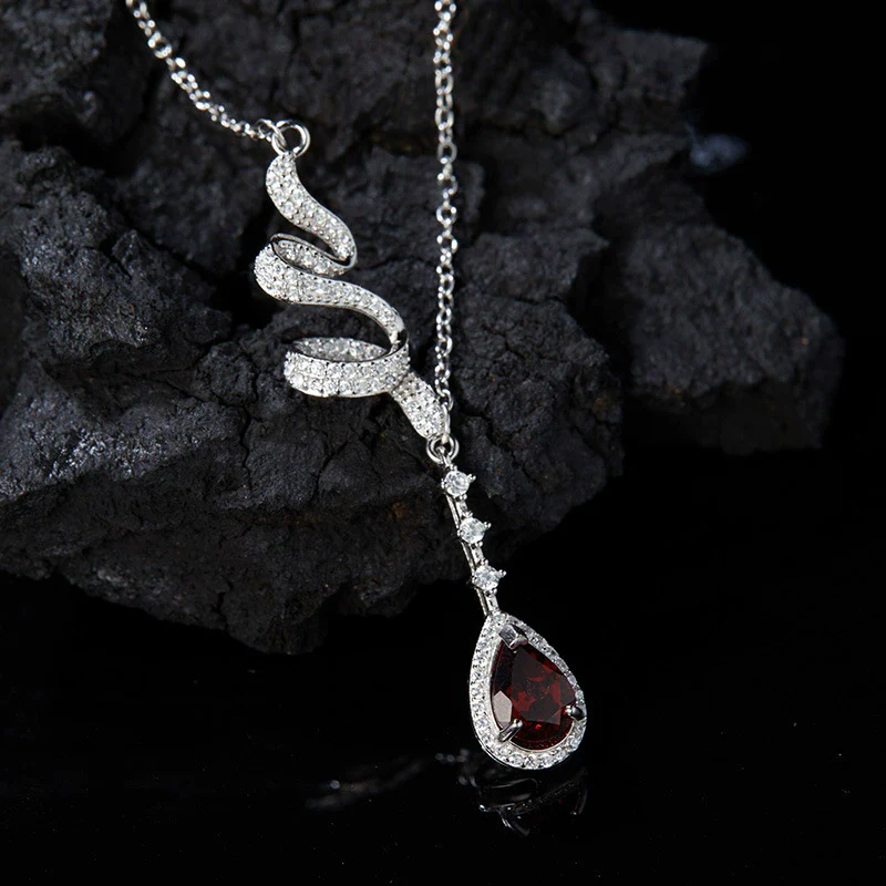 Women's Geometric Natural Crystal Gemstone Set 925 Sterling Silver Necklace Clavicle Chain Accessories - Image 3