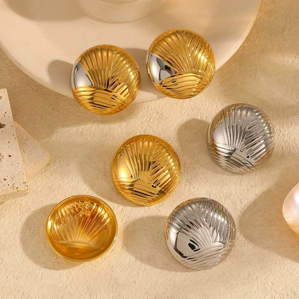 Women's Geometric Round Titanium Steel And Stainless Steel 18K Gold Electroplated Earrings Fashion Simple Design - Image 2