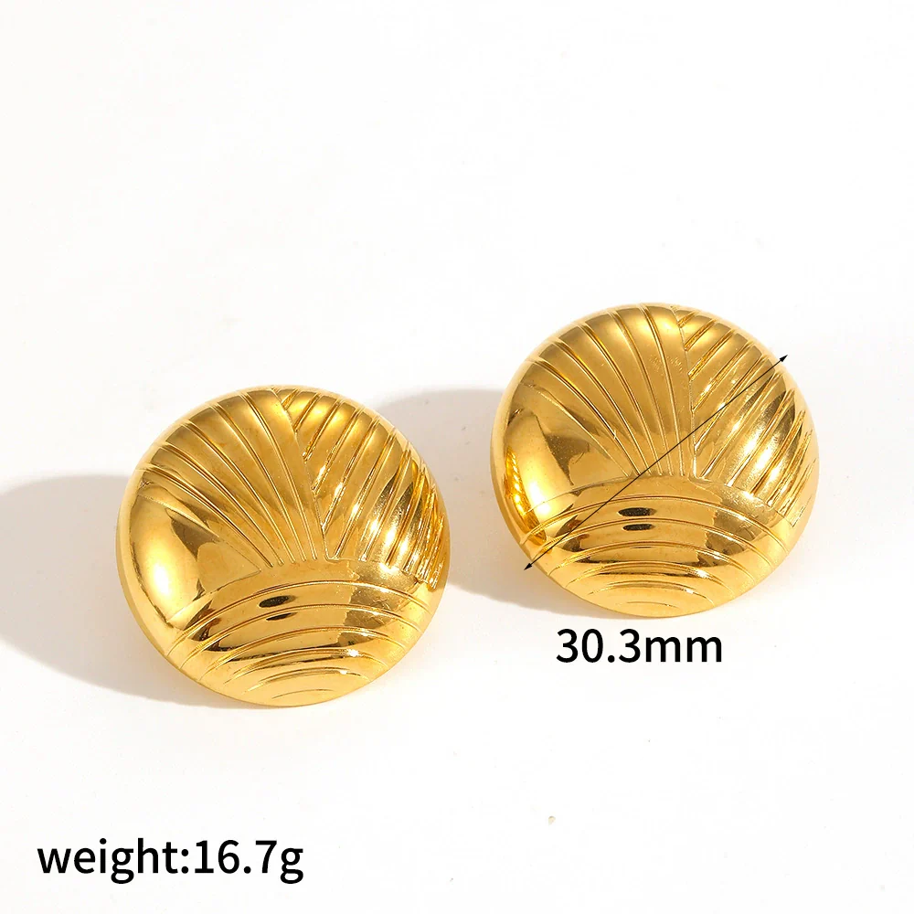 Women's Geometric Round Titanium Steel And Stainless Steel 18K Gold Electroplated Earrings Fashion Simple Design - Image 6