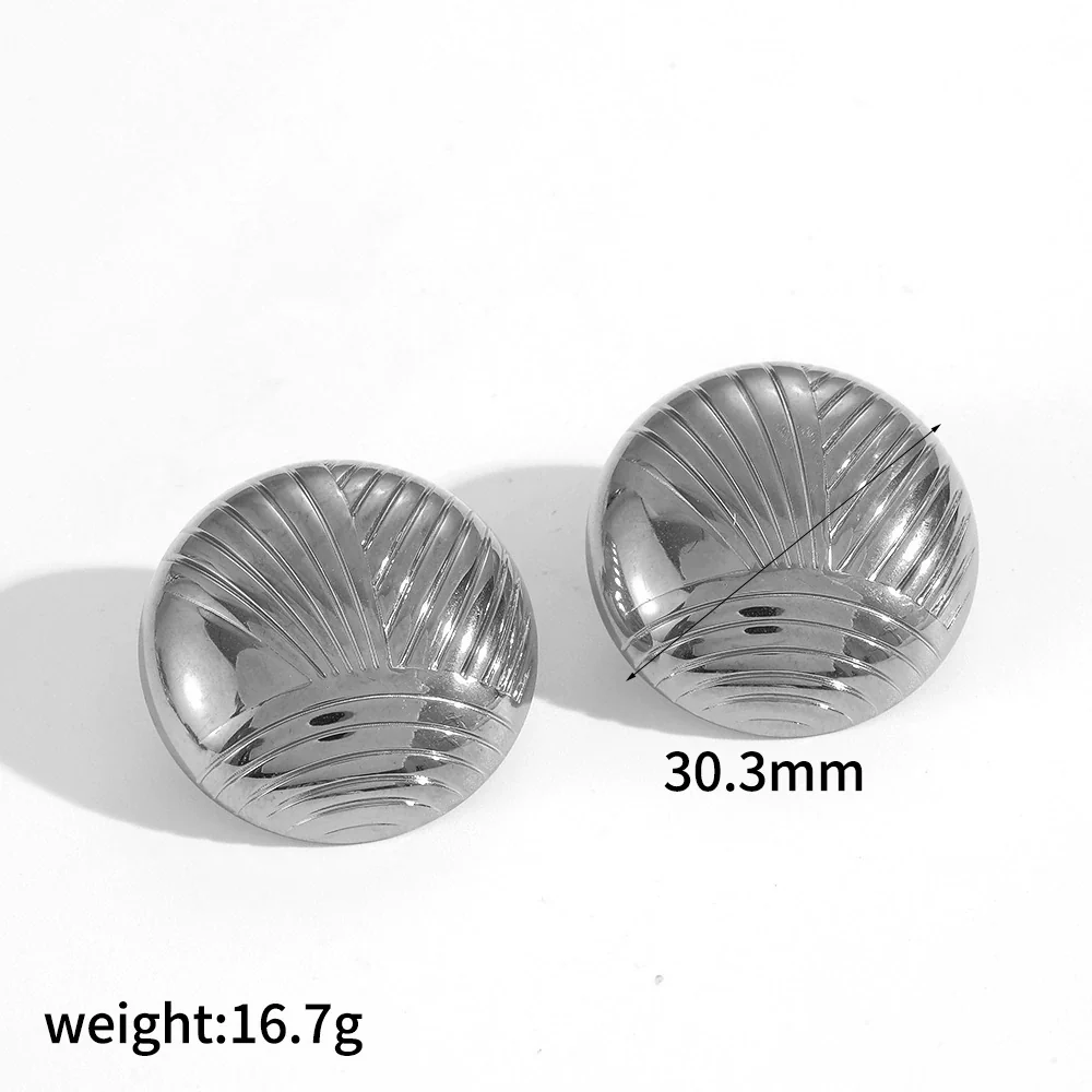 Women's Geometric Round Titanium Steel And Stainless Steel 18K Gold Electroplated Earrings Fashion Simple Design - Image 8