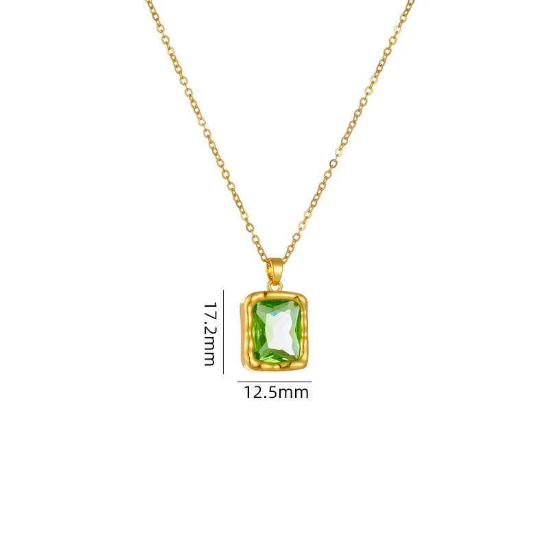 Women's Geometric Square Perfume Bottle Pendant Necklace Copper Titanium Steel Mixed Gem Inlay Electroplating Crystal Zircon - Image 7
