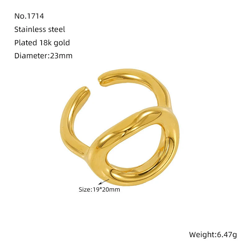 Women's Geometric Stainless Steel And 316L Stainless Steel Hollow Ring With Electroplating Treatment - Image 10