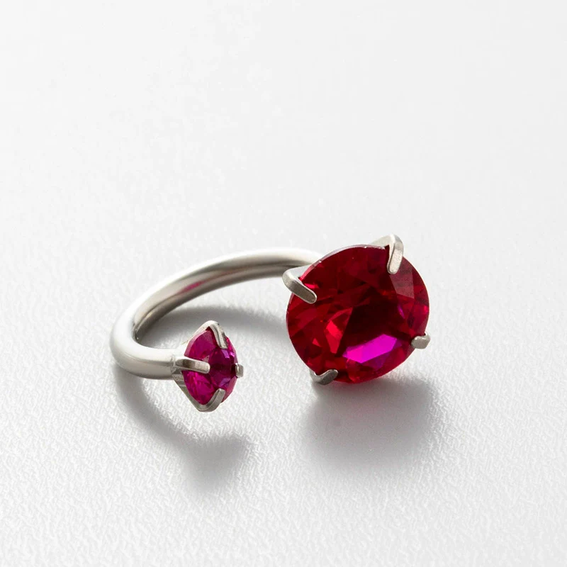 Women's Geometric Titanium Steel Inlaid Zircon Earrings Horseshoe Ring Snail Style - Image 8