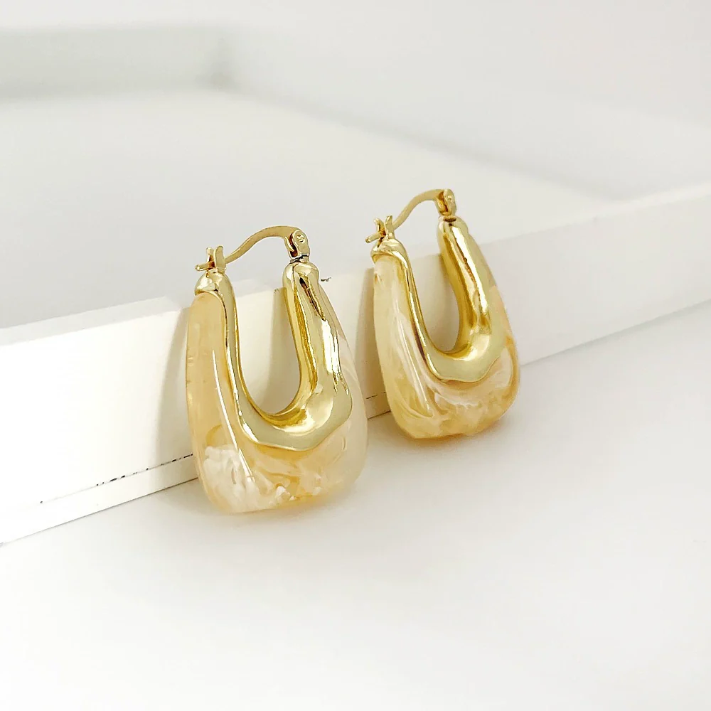 Women's Geometric Ushaped Resin Earrings Fashion Jewelry Accessories - Image 6