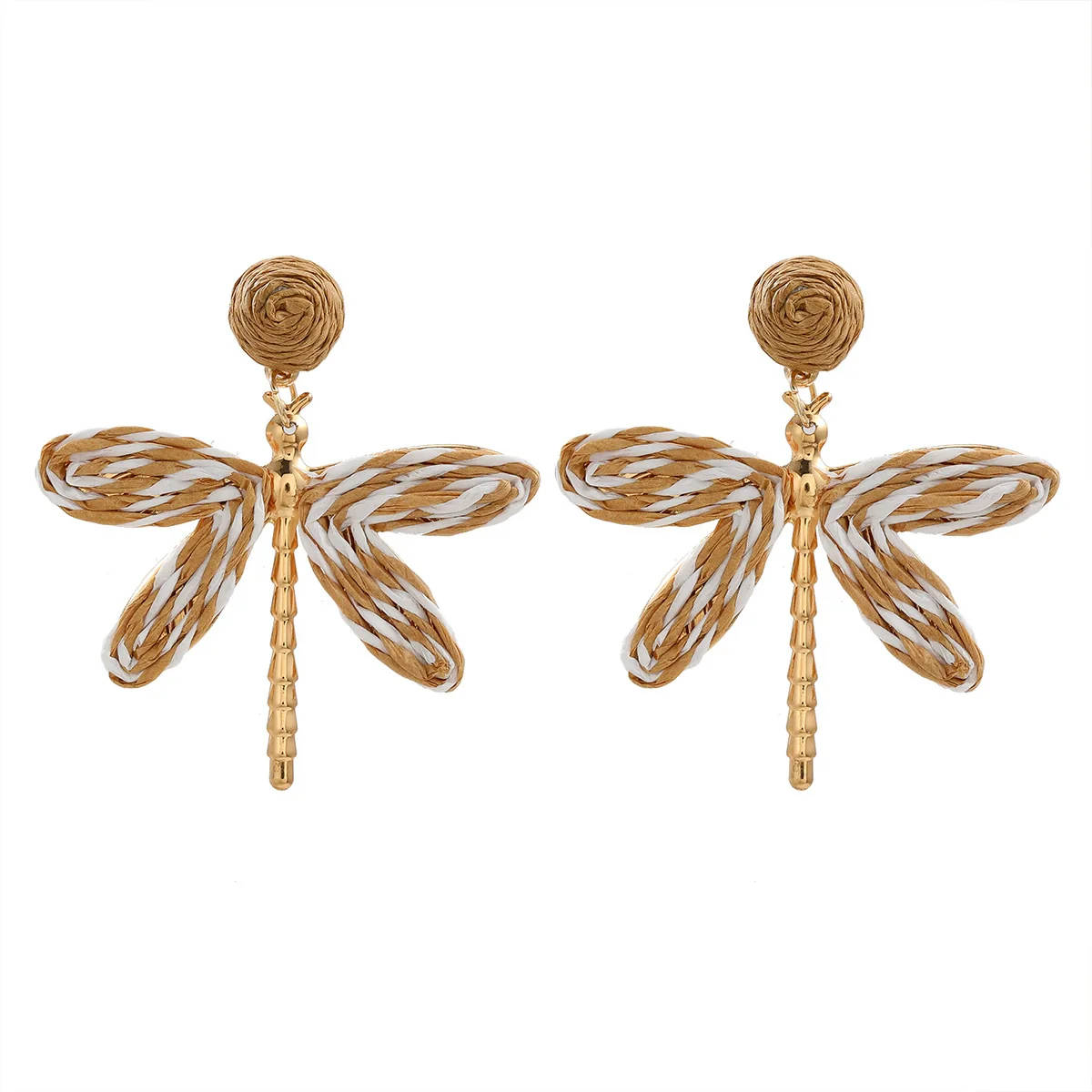 Women's Handmade Alloy Geometric Dragonfly Earrings With Diamond Design - Image 7