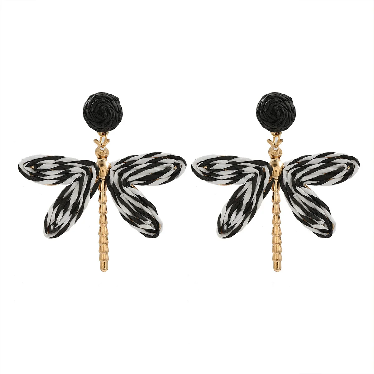 Women's Handmade Alloy Geometric Dragonfly Earrings With Diamond Design - Image 9